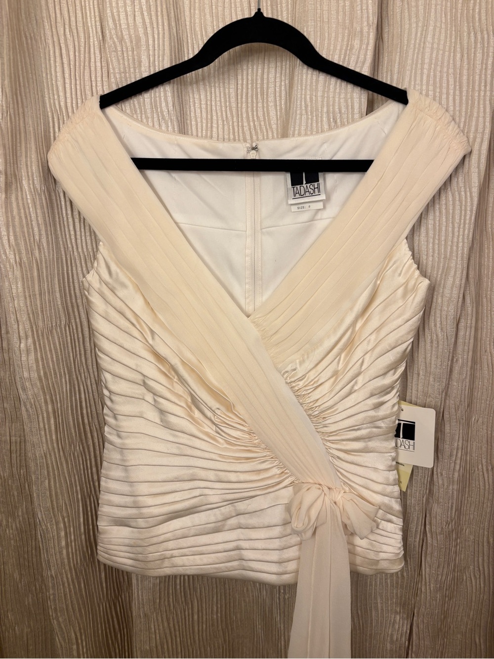 Silk Ivory Ruched Wrap-Look Women’s Top